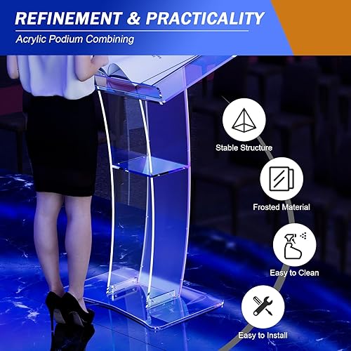 Miniatura 3 de DHBREK Podio acrílico transparente, nuevo soporte de podio acrílico, podio de plexiglás acrílico transparente, atriles y púlpitos modernos para