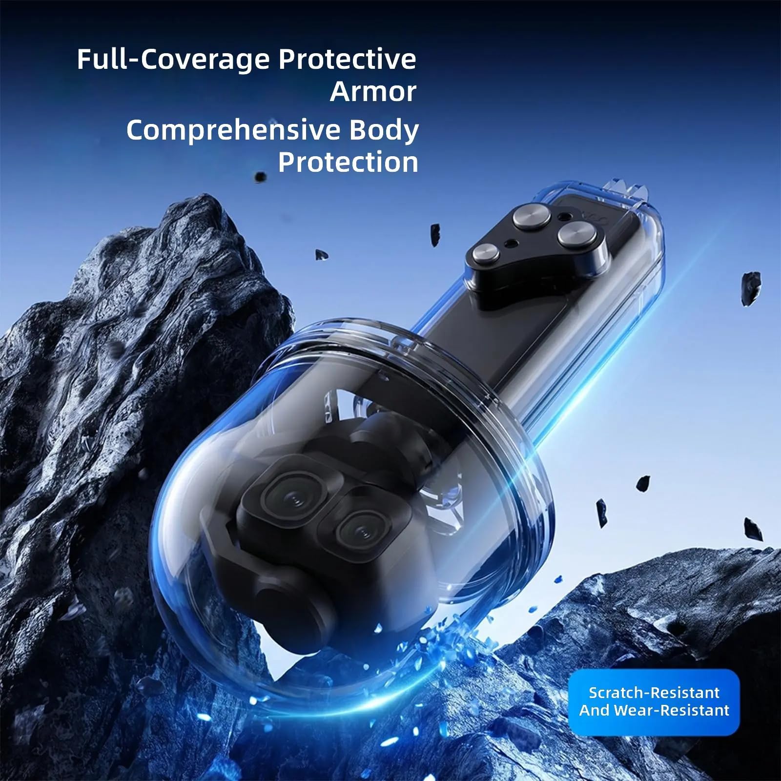 Custodia per fotocamera da surf per fotocamera tascabile, custodia impermeabile trasparente con fibbia inferiore e guscio copertura totale per giornate in spiaggia e uso in acqua Custodia