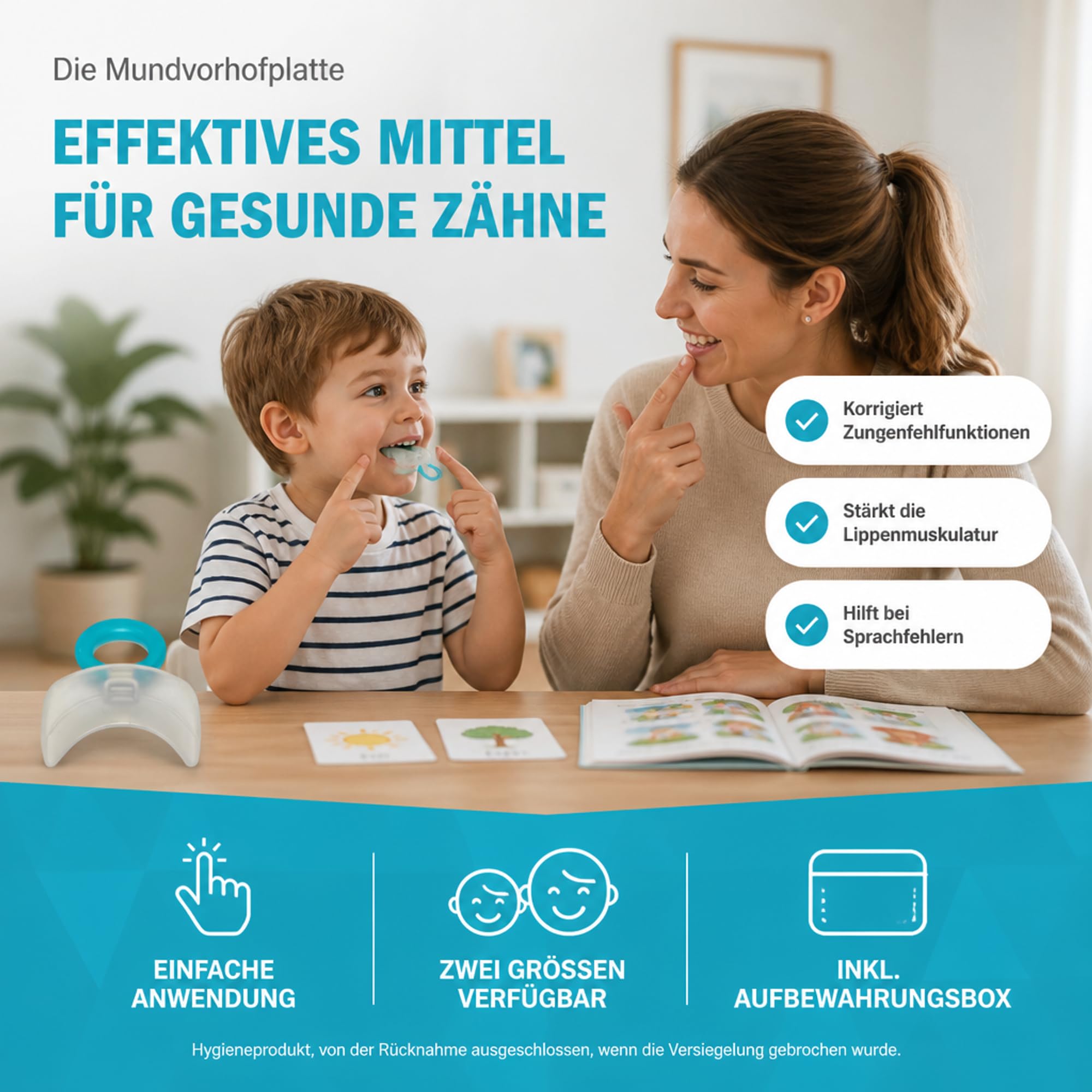 Mundvorhofplatte Standard, klein, transparent/elastisch – Hilft Lutschgewohnheiten abzugewöhnen – Vinylgruppenhaltiges Polymethylsiloxan