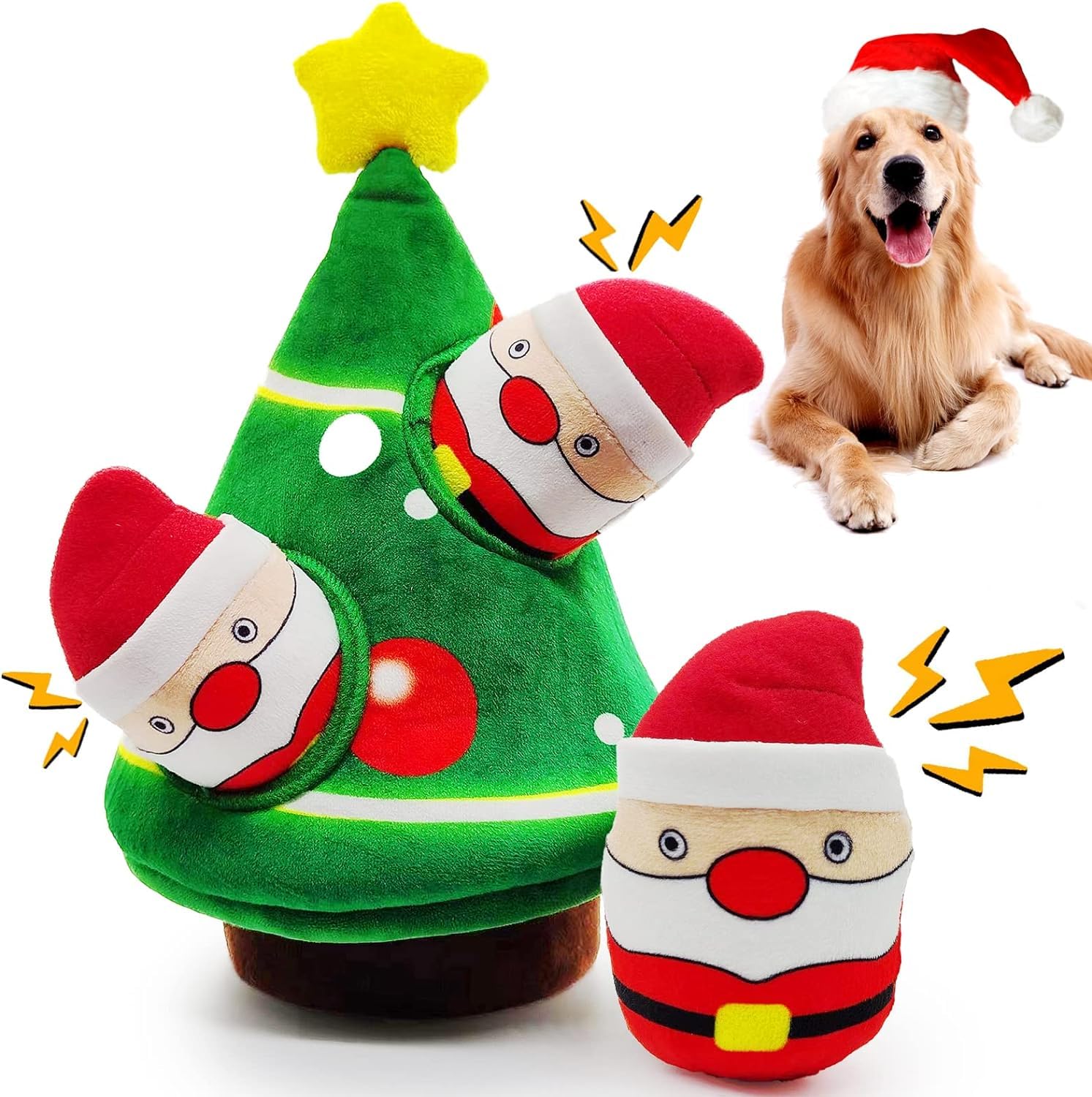 Rypet Weihnachts-Hundespielzeug – Quietschspielzeug Als Rentier & Weihnachtsmann, Für Kleine & Mittlere Hunde