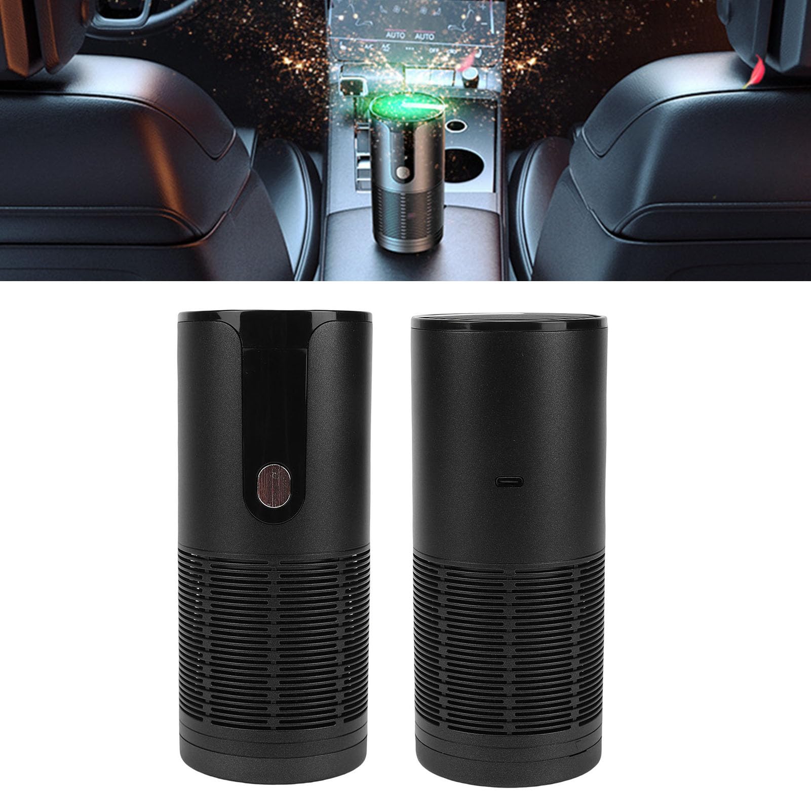 Cryfokt Purificador de Aire Portátil H13 Filtro HEPA Verdadero Salida de Aire de 360 ​​​​° de Doble Canal para el Hogar Dormitorio Coche Oficina |Modo de Suspensión Silencioso 35 DB, Anillo de (BLACK)