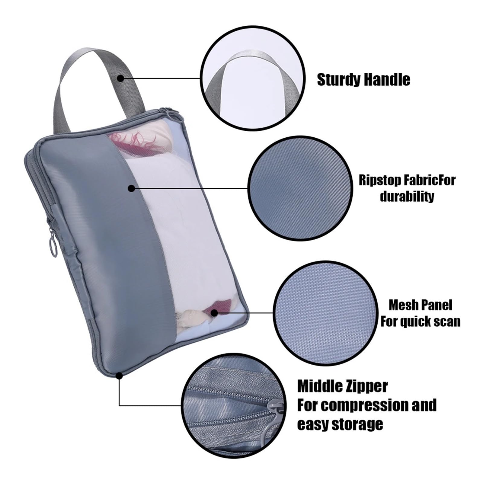 Juego de organizadores de equipaje Bolsa de almacenamiento de viaje compresible, 4 unidades, portátil, impermeable, for ropa