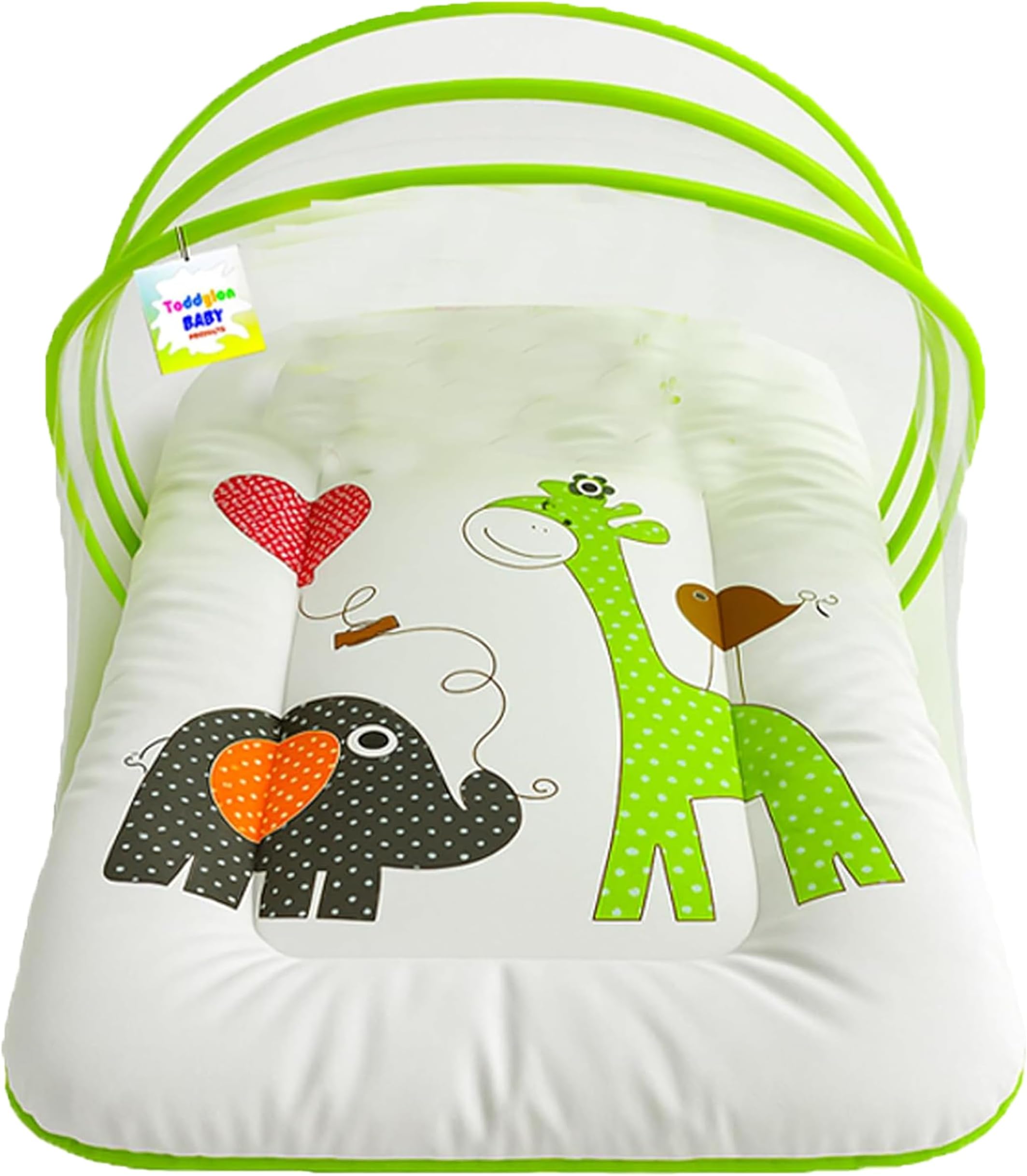 Toddylon Baby Bedding Set New Born Baby Bed | Sleeping Bed | Mattress | Mosquito Net | Insect Protector | Infants Carry Bed | Gadda Set (0-6 Months) Green