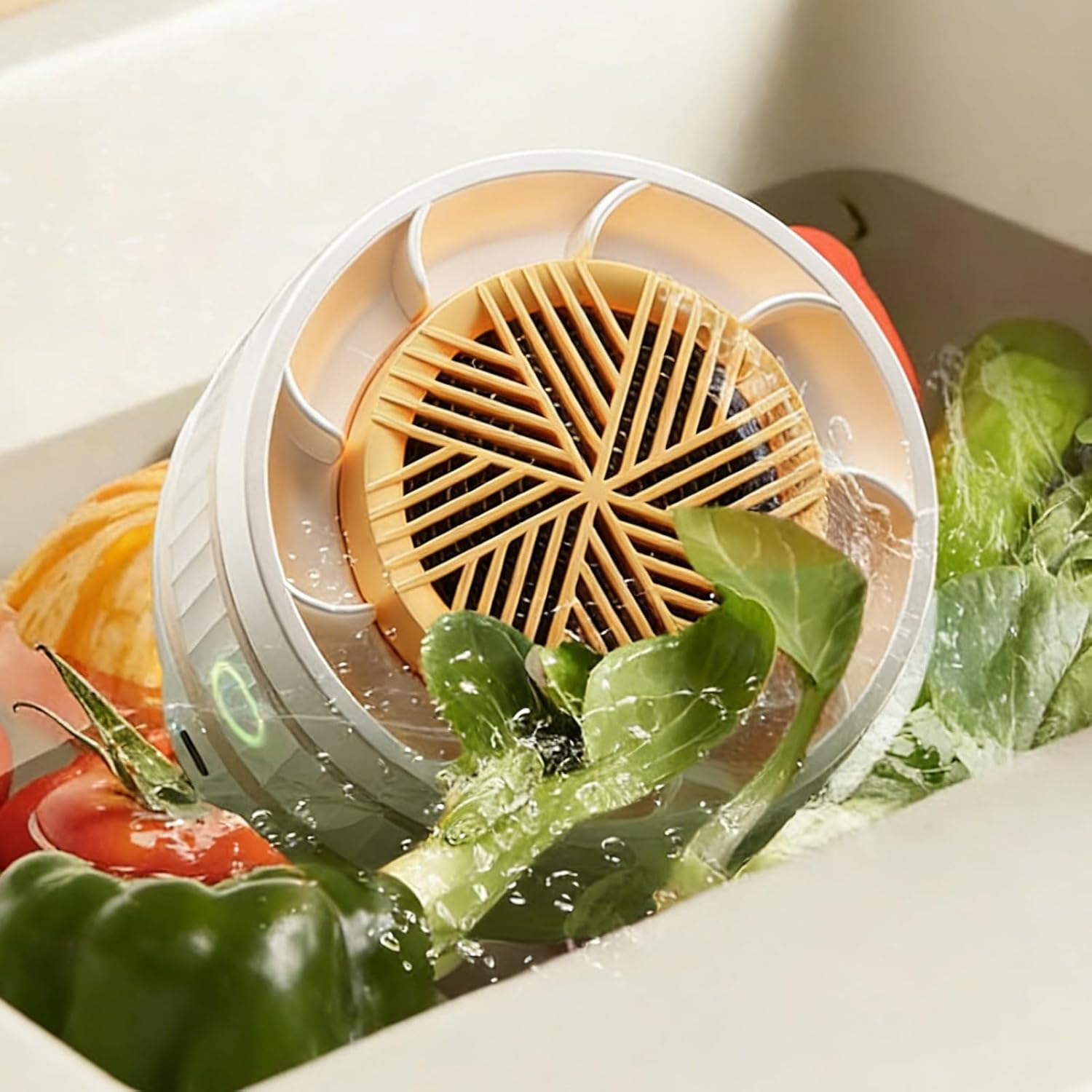 Fruit and Vegetable Washing Machine, Rotatable Cleaning Device, 2400mAh, USB Wireless Fruit Cleaner, Salad and Veggie Washing Tool, Produce Hygiene Appliance, for Lettuce Berry Potato