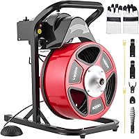 VEVOR 50FT x 1/2" Drain Cleaner Machine, Manual Feed Sewer Snake Auger with 4 Cutters & Foot Switch for 2-6" Pipes