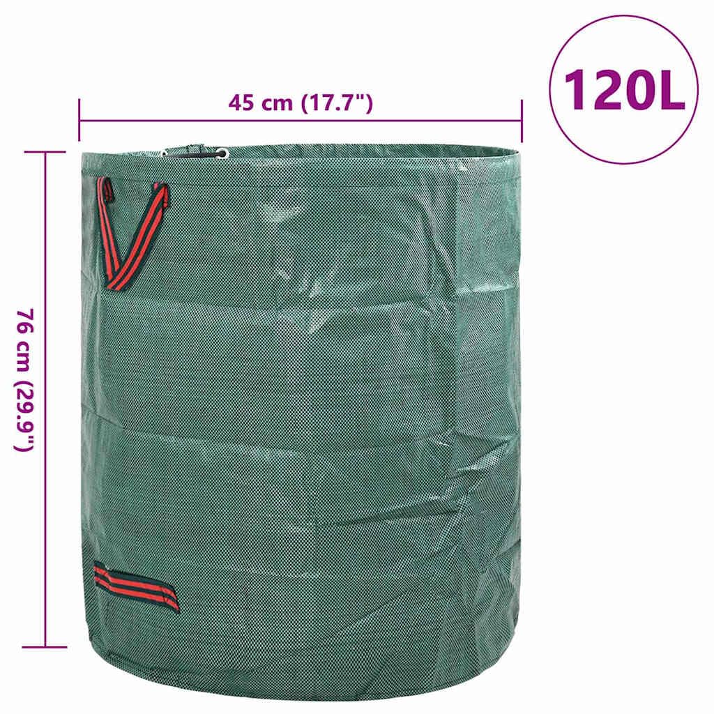 Worki na śmieci ogrodowe, 12 sztuk, zielone, 45 x 45 x 76 cm, polipropylen, składane, odporne na rozerwanie, do użytku wewnątrz i na zewnątrz, praktyczne uchwyty do noszenia, trwałe