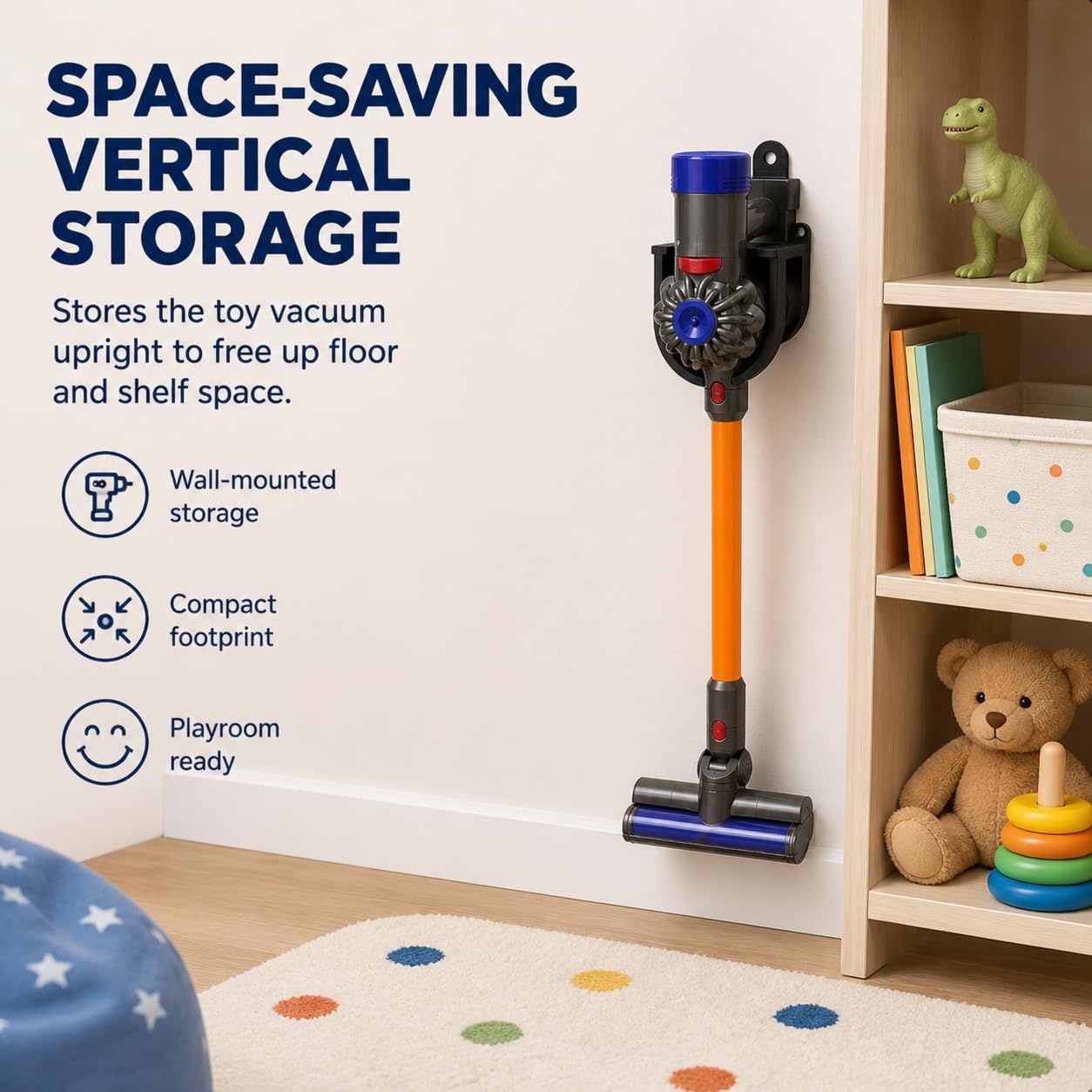 SplashNColor Mini Vacuum Wall Mount Compatible with Dyson – Space-Saving Storage Bracket | Screw-in Secure Hold | Keeps Area Tidy | Handheld Cleaner Accessory Organizer
