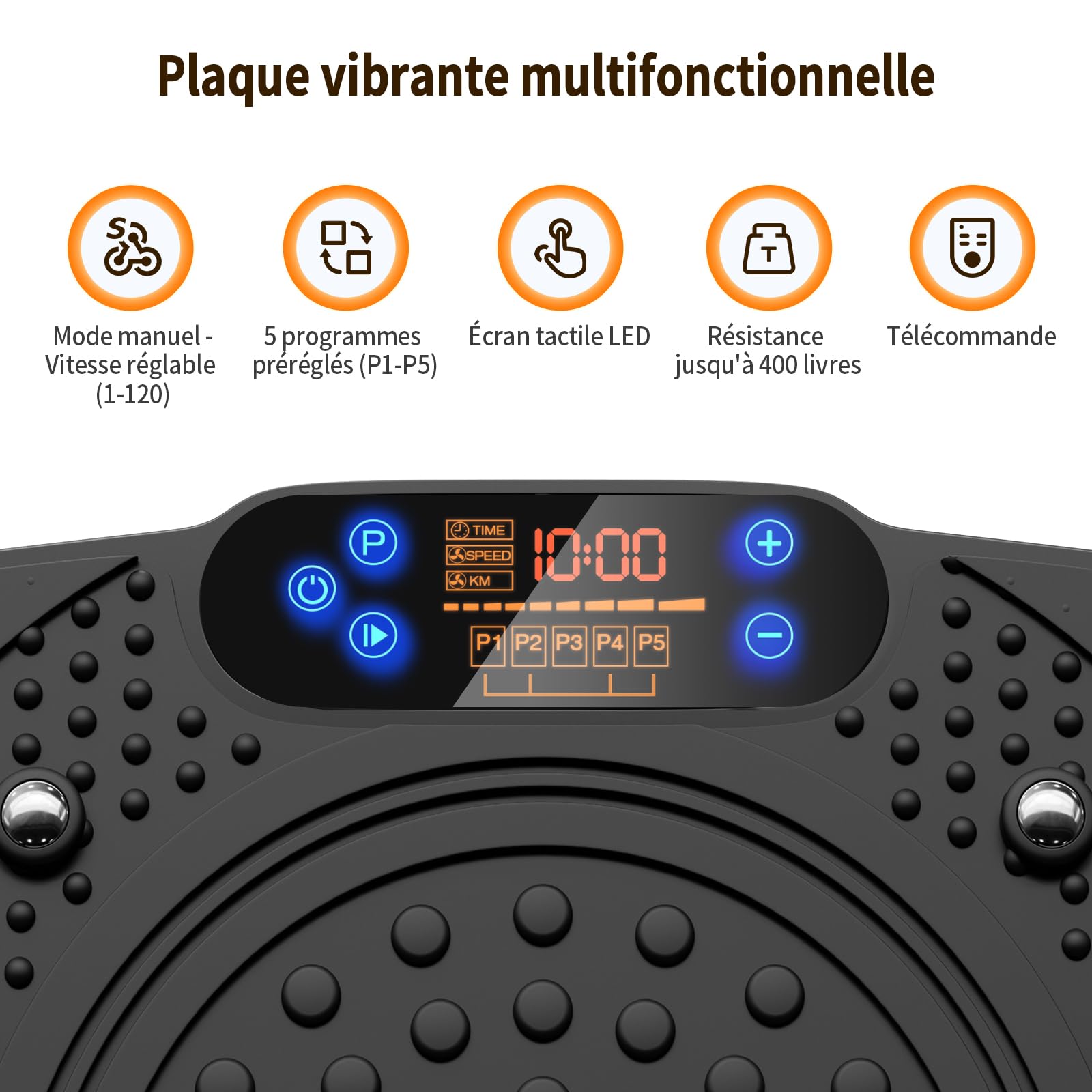 TISSCARE Plateforme Vibrante,Plaque Vibrante Fitness pour maigrir,120 Vitesses, capacité de Charge de 400lbs, appareils de Fitness brûle-Graisses et Sculptant Le Corps pour Hommes et Femmes.