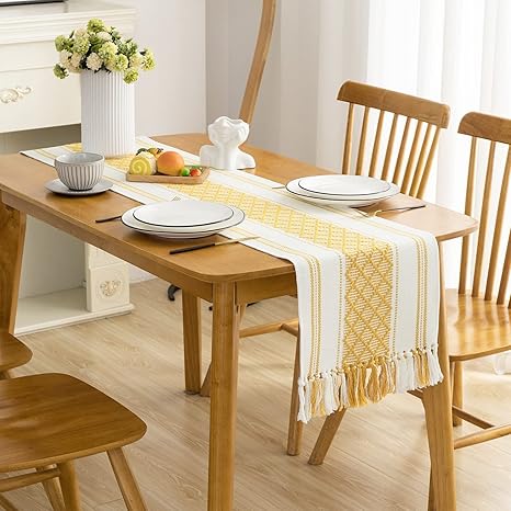 zeff Furnishing Cotton Table Runner - The Style of Our Table Linen and Dining Rooms and Eating Areas Flawlessly (runner3, Yellow 14x54 )