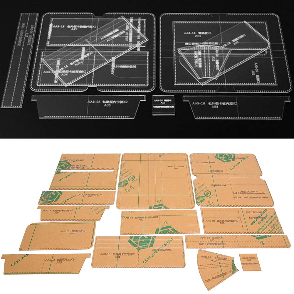 Plantilla de patrón de cartera larga, plantilla acrílica, molde para manualidades de cuero, herramienta DIY