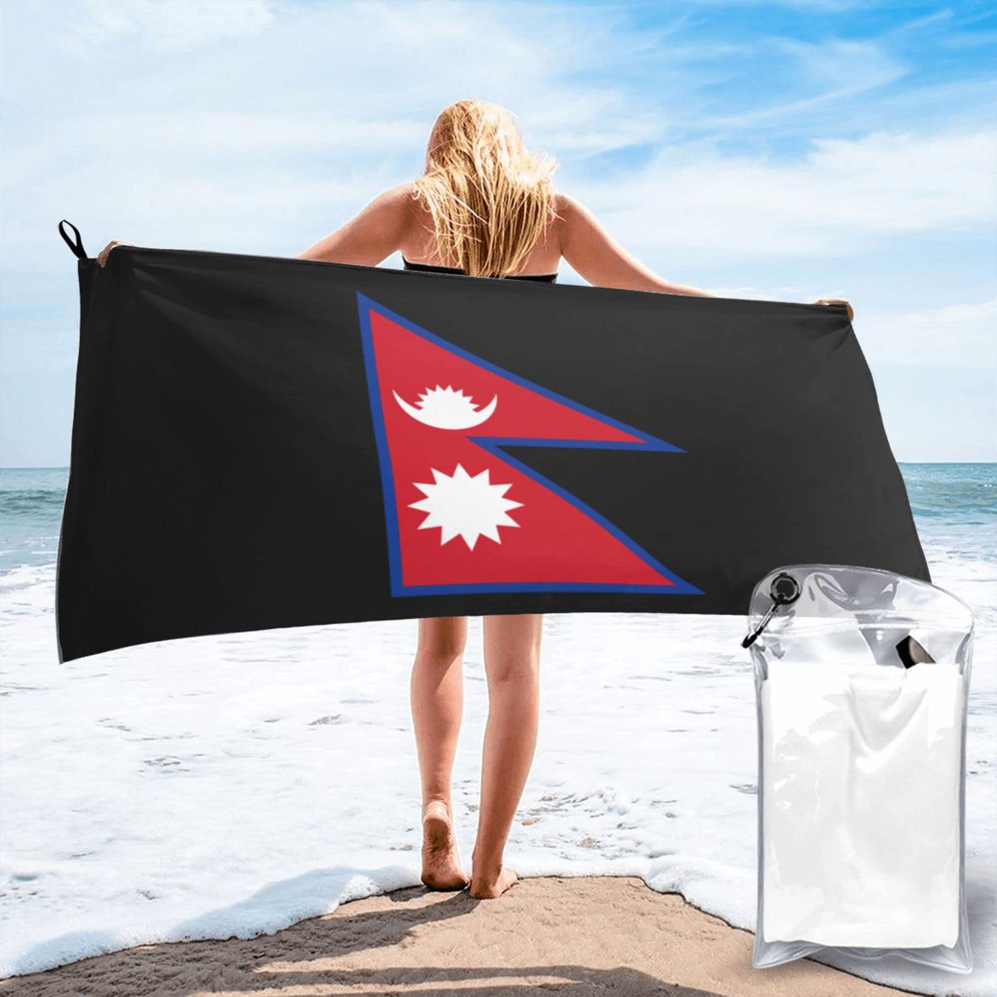 Lsjuee Nepal Flag Microfiber Beach Towel-Quick Dry Oversized Towels Blanket for Travel Pool Camping