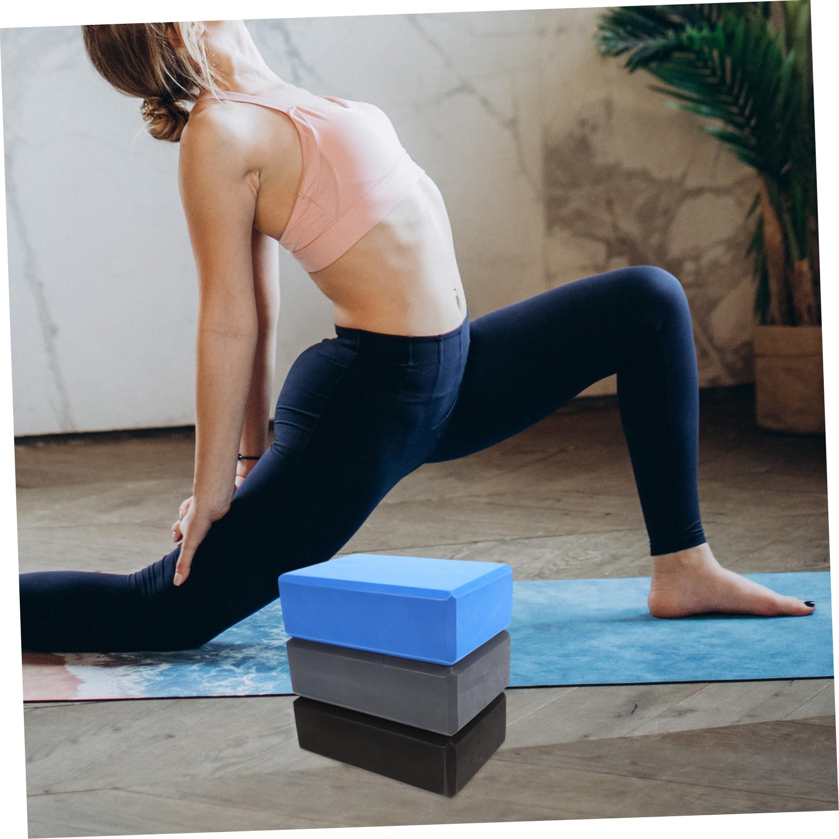 Sosoport Mattoncino per Yoga in Eva ad Alta Densità Superficie Liscia, Set da 6 Pezzi per Esercizi di Yoga e Fitness per Donna Colore Casuale