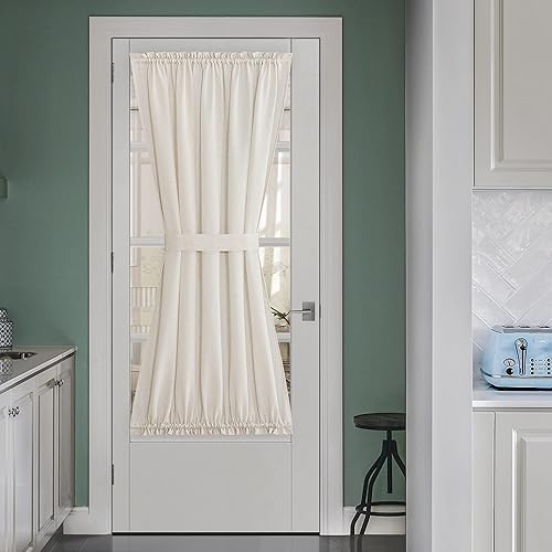 NICETOWN Cortinas de lino natural para puerta francesa, cortina de privacidad para puerta de cristal, aislamiento térmico, cortina de puerta para