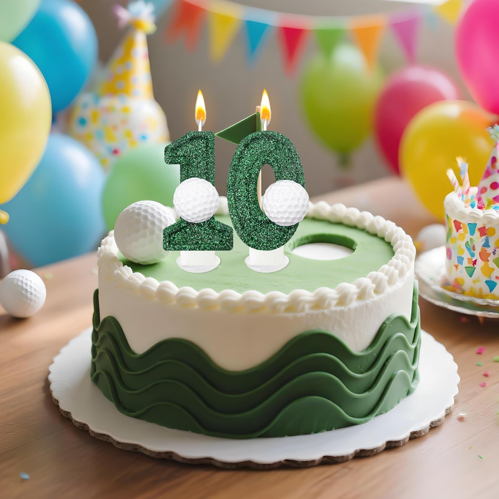 Bougies en forme de chiffre vert pour décoration de gâteau d'anniversaire sportive, fournitures de fête d'anniversaire (numéro 1)