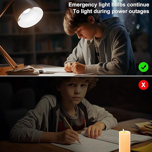 Miniatura 7 de Paquete de 2 bombillas recargables de emergencia, funciona con pilas, 9 W, E27, 8500 K, 1200 mAh, equivalentes a color blanco, bombillas LED de