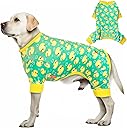 KYEESE Dog Pajamas Velvet Dog Pajamas Medium Sized Dogs Soft Dogs Clothes Pjs with Yellow Ducks Pattern Stretchy Pet Jammies Coat Comfy Pet Onesie Costume, 2X-Large