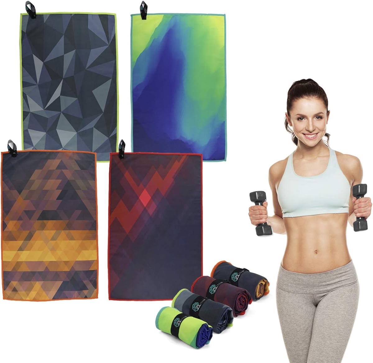 Acteon Quick Dry Microfiber Gym Towel, 4 Pack Odor-Free, Super Absorbent Workout Towels, Body Sweat