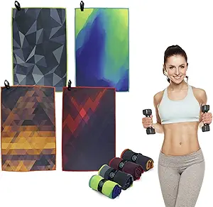 Acteon Quick Dry Microfiber Gym Towel, 4 Pack Odor-Free, Super Absorbent Workout Towels, Body Sweat
