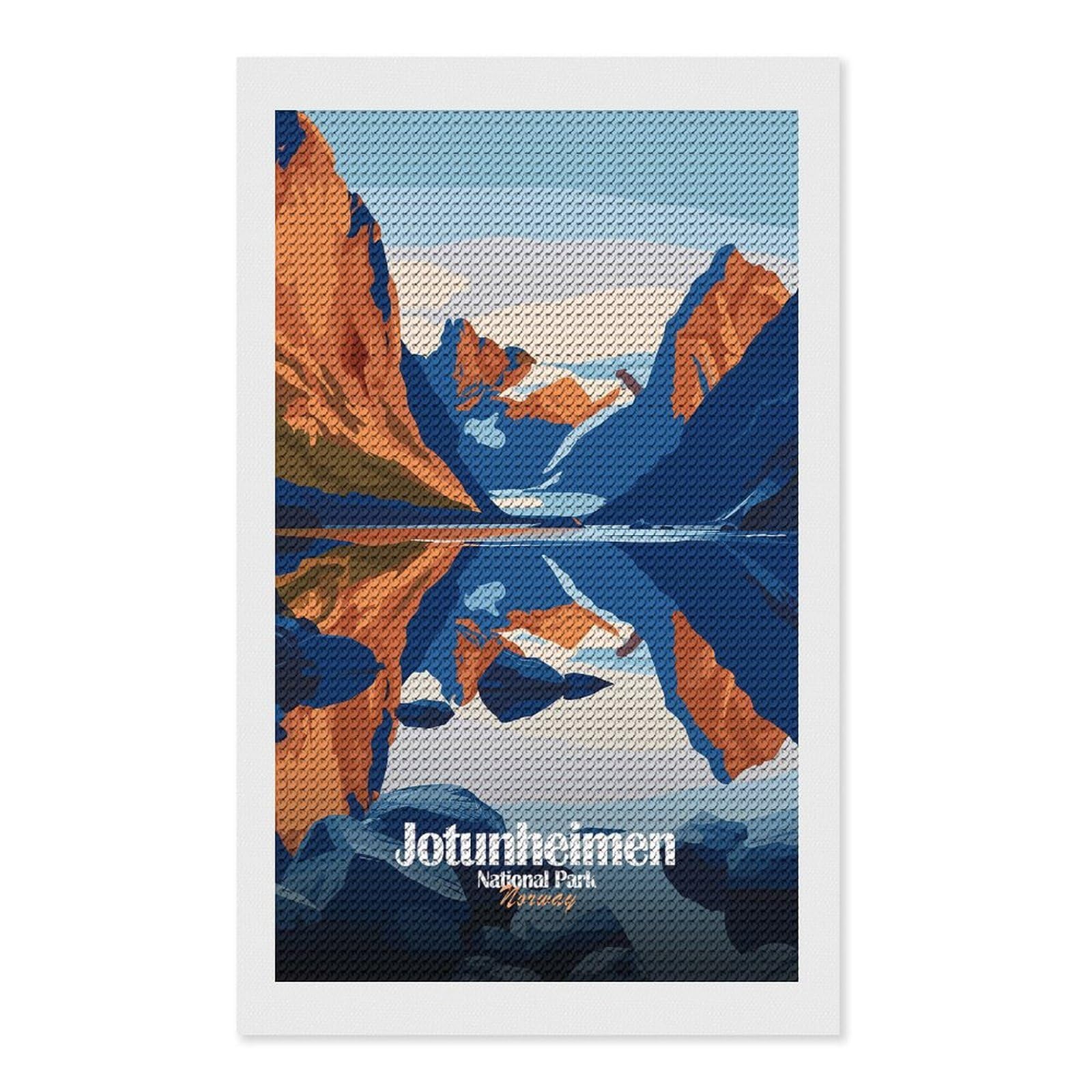 Junmoney Jotunheimen National Park Norway Diamond Painting Canvas Set 12"x20", for Women, Mindful Craft Activity, Cosy Home Accent, Festive Craft Gift