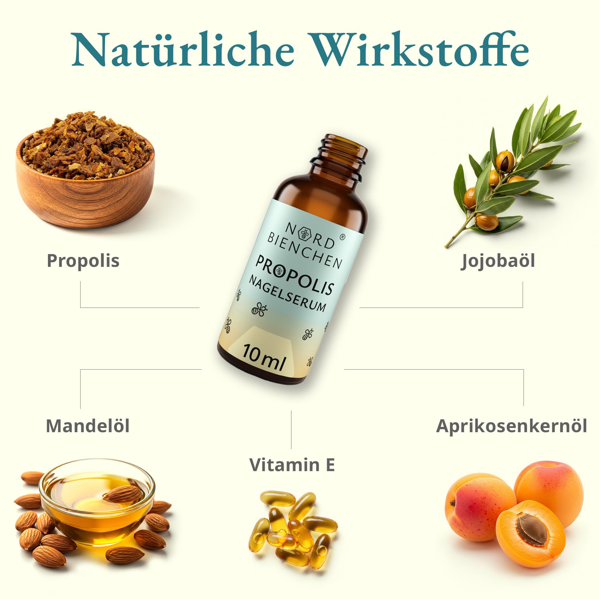 Propolis Nagelserum - gegen gelbe, brüchige Nägel - Nagel Behandlung schnell & intensiv - Mittel gegen Problemnägel - mit natürlichem Bienenharz - Nail Care Pen & Stift Alternative 10ml - Nordbienchen
