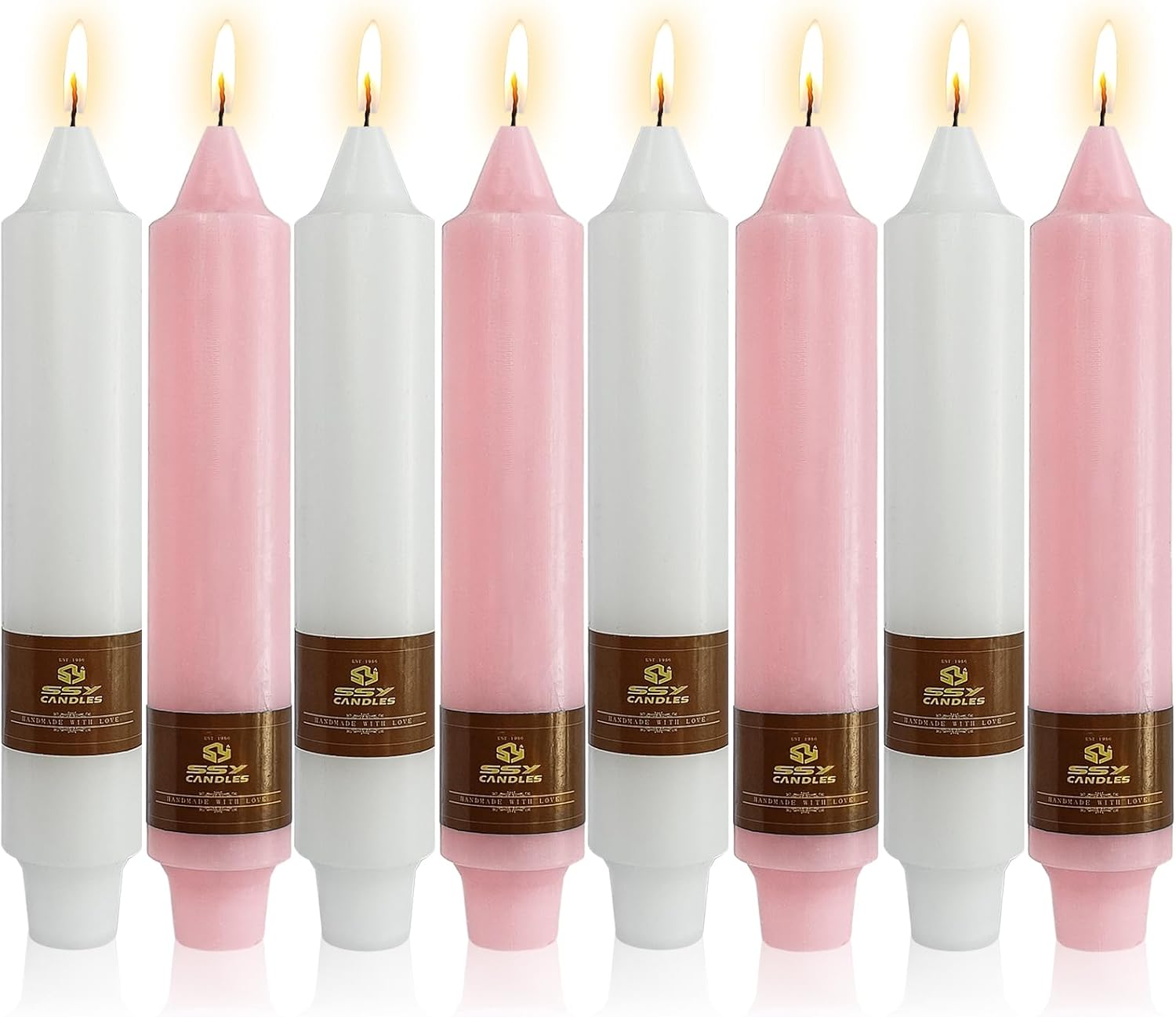 8pcs Dripless Taper Candles White Candlesticks,7Inches Short Tapered Candle Tall Candle Sticks Colorful Dinner Candles for Home Decor Women Gift Idea