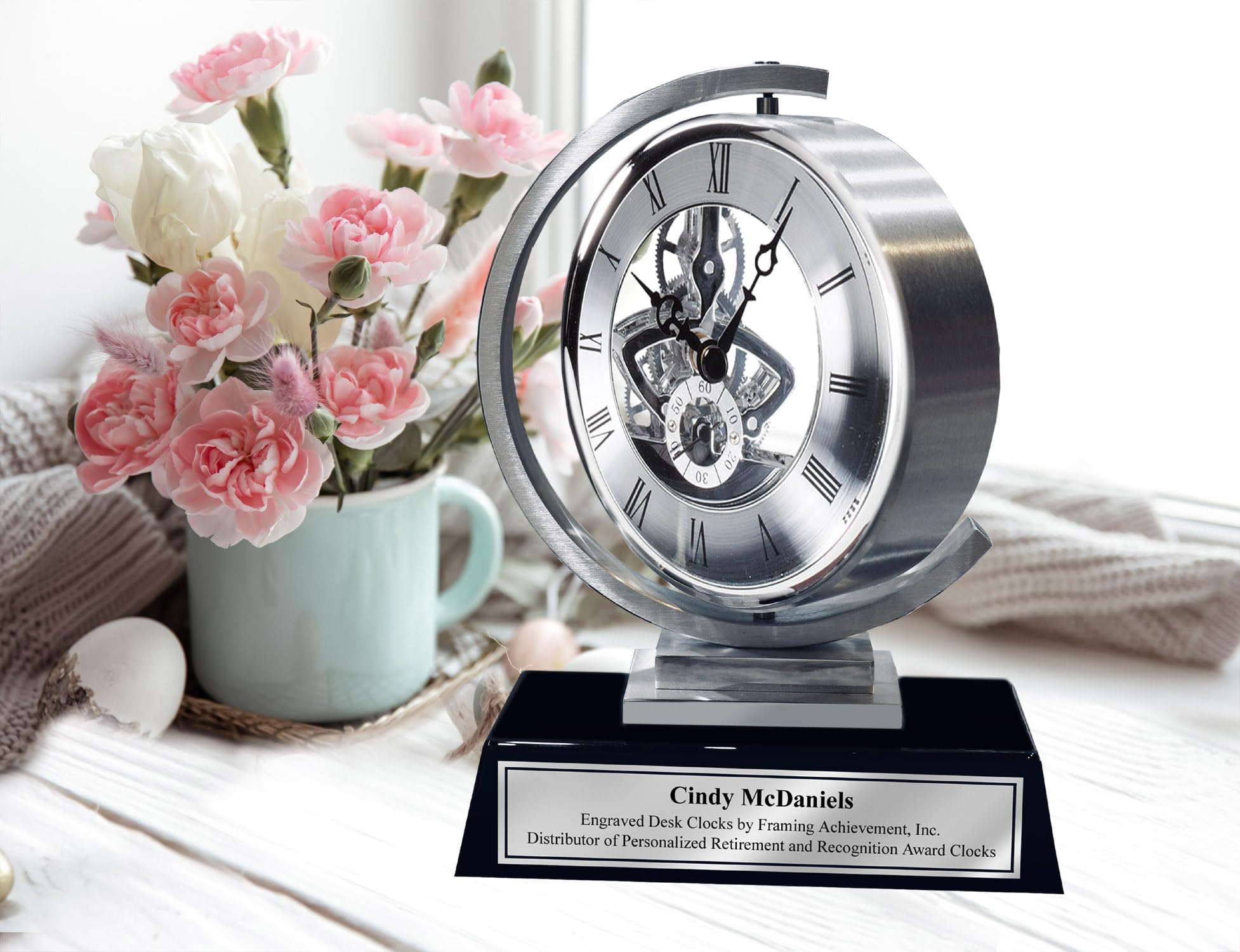 Amazon.com: AllGiftFrames Gear Da Vinci Metal Silver Desk Clock