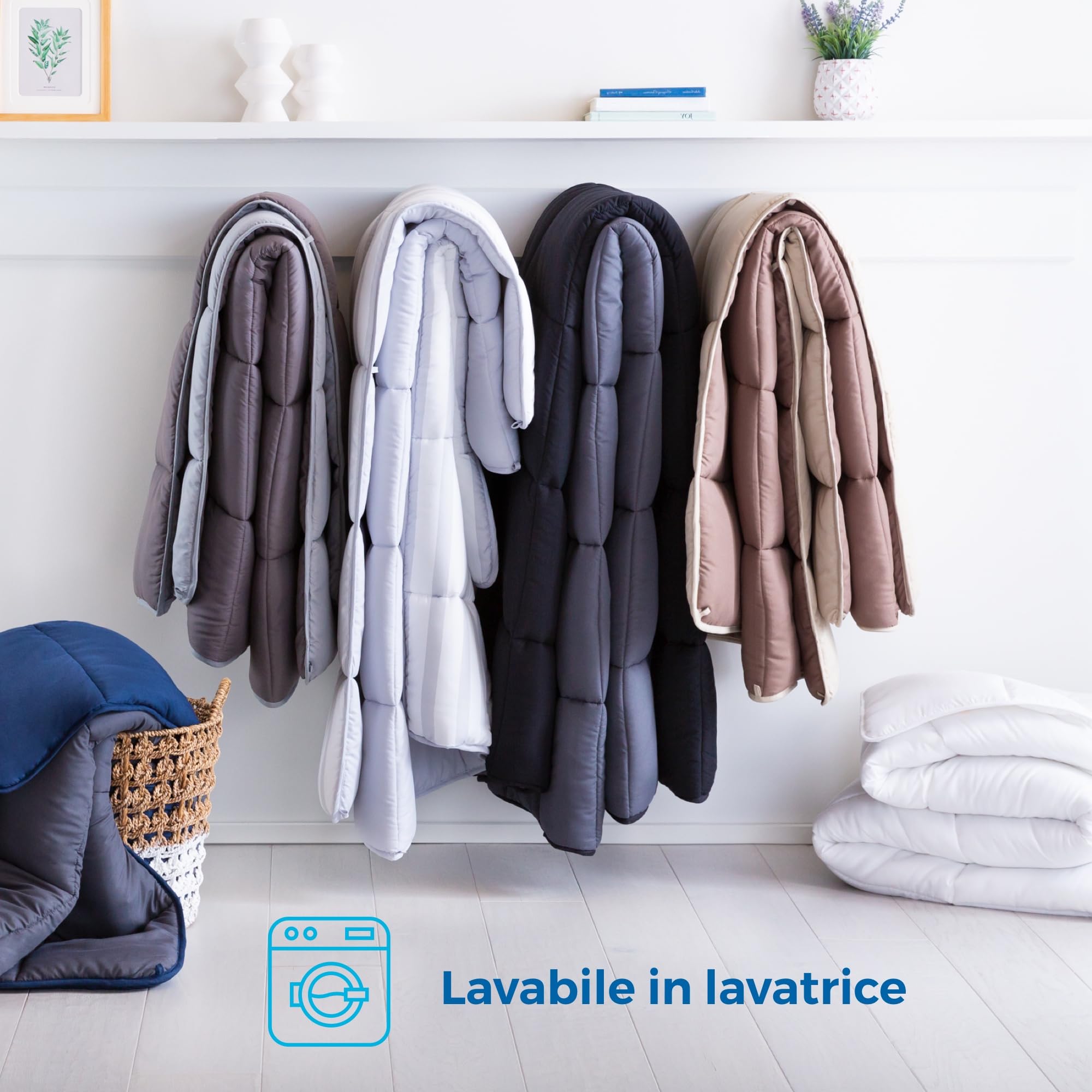 Linenspa Trapunta in Microfibra – Piumino 4 Stagioni – ultra morbido – Piumone Matrimoniale (220 x 240 cm) – Blu Navy/Grafite