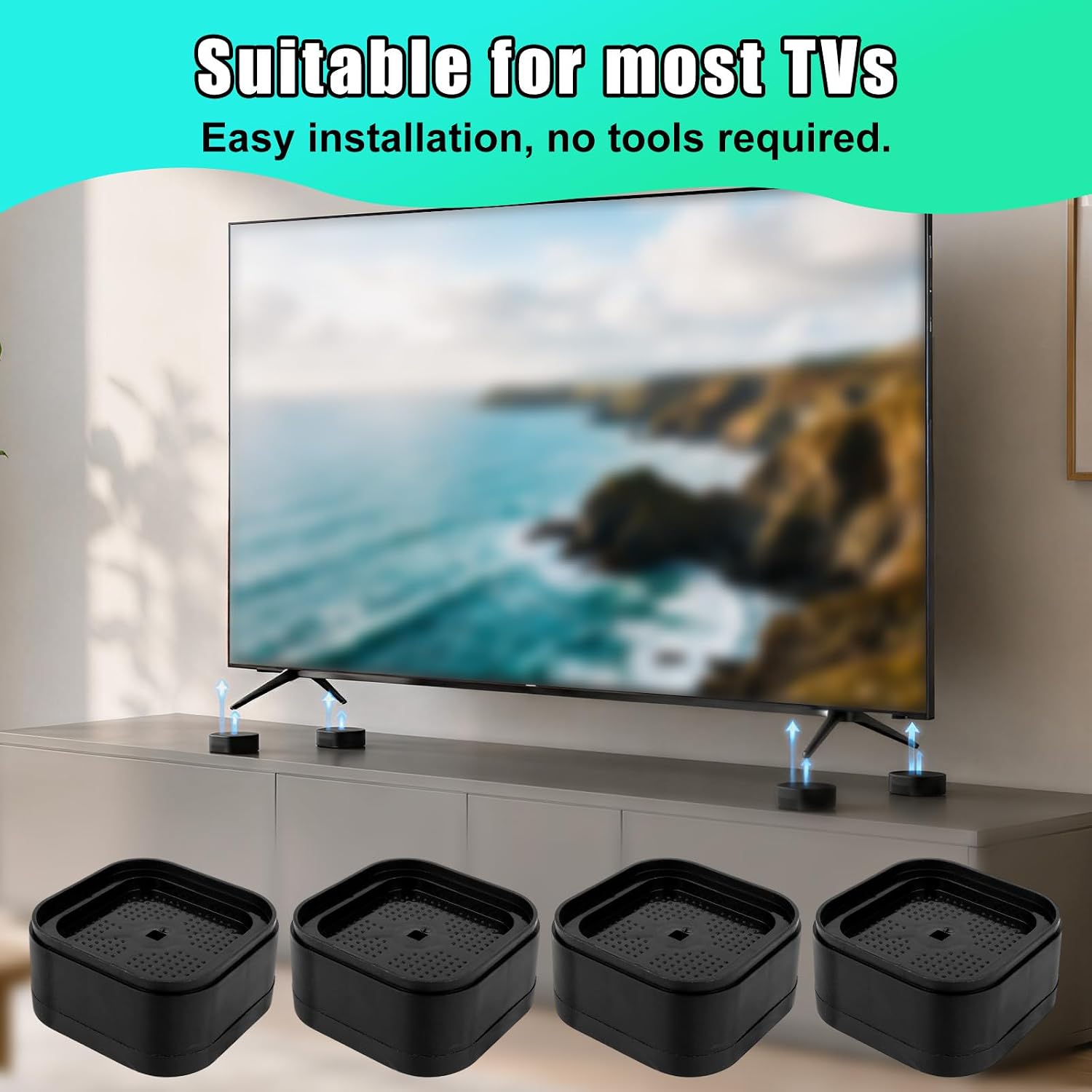 Penitue 4pcs TV Stand Riser Blocks, Heavy-Duty TV Stand Height Riser Blocks