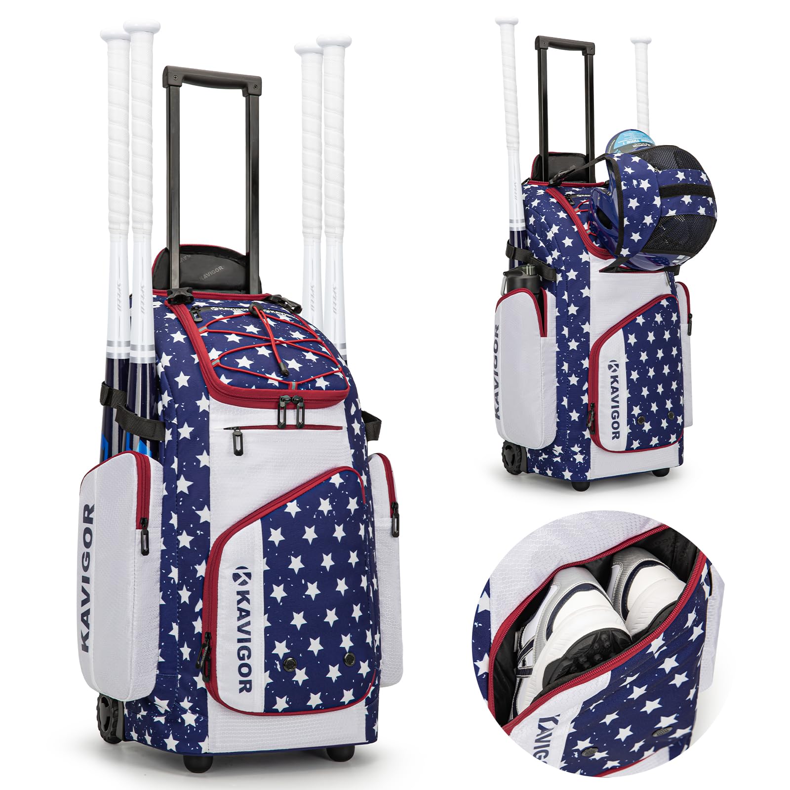 KAVIGOR Rolling Baseball Bag