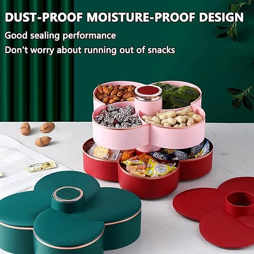 Miniatura 2 de Caja de aperitivos con tapa, bandeja giratoria para aperitivos para fiestas, bandeja para servir aperitivos, bandeja de plástico para frutas secas