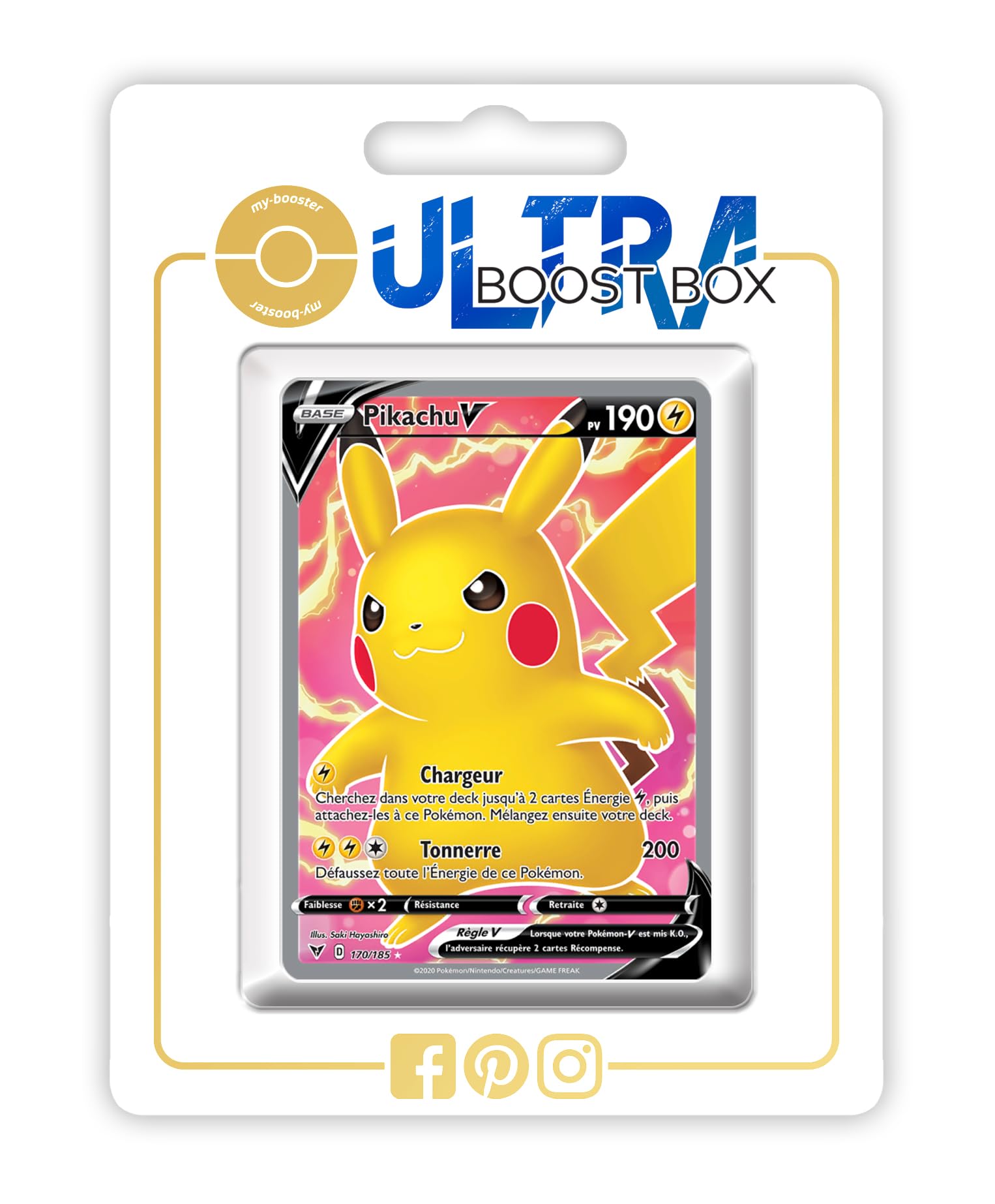 Pikachu V 170/185 Full Art - Ultraboost X Epée et Bouclier 4 Voltage Éclatant - Box z 10 francuskich kartami Pokémon