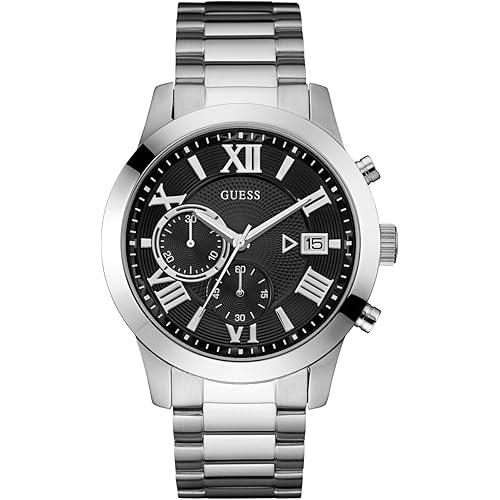 GUESS Stainless Steel Gunmetal Chronograph Bracelet Watch with Date. Color: Gunmetal (Model: U0668G2)