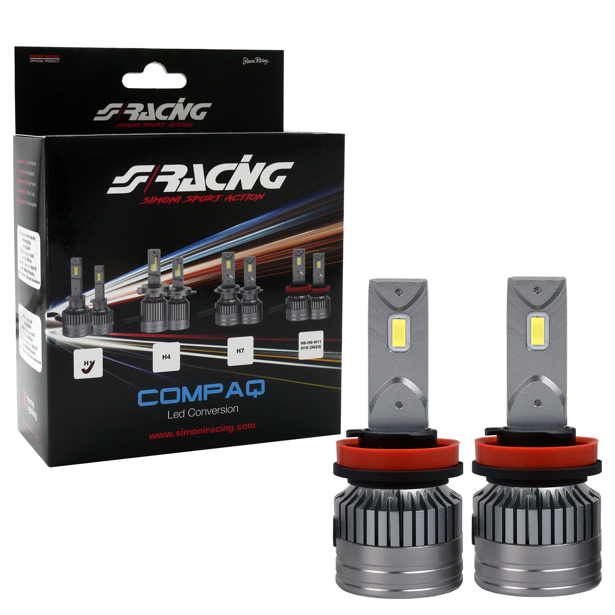 SIMONI RACING H7 LED Conversion Compaq kit di 2 lampadine LED con attacco H7 - luce bianca 6500°K