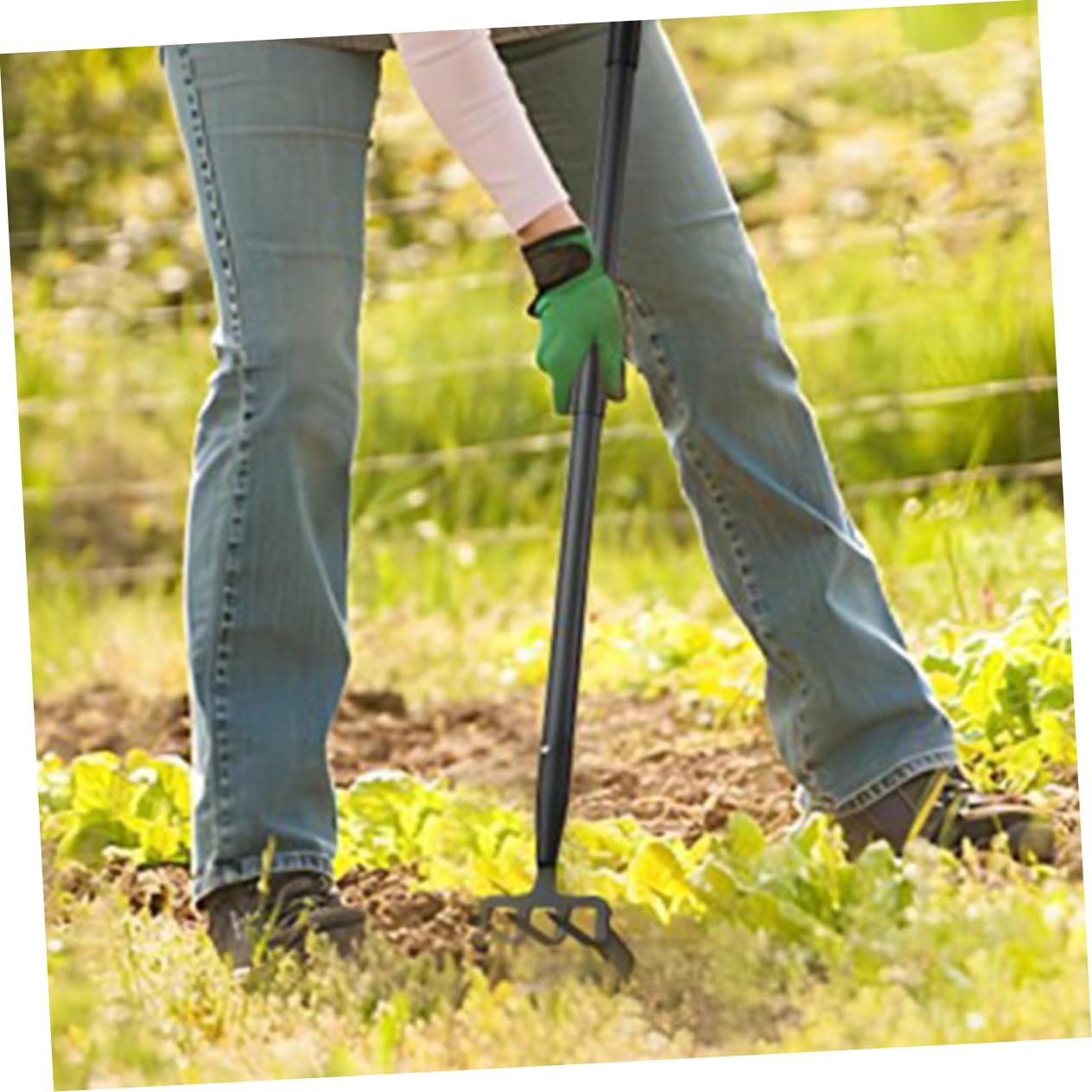 Hemobllo Staffa per Giardino Attrezzo da Giardinaggio in Acciaio Leggero e Resistente per Scavare e Smuovere Terreno per Manutenzione Prati e
