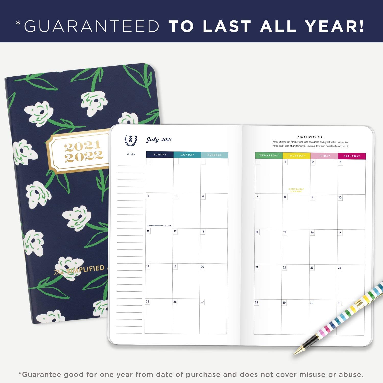 Akademischer Taschenkalender 2021–2023, vereinfacht von Emily Ley für AT-A-GLANCE 2-Jahres-Monatsplaner, 8,9 x 15,2 cm, Taschengröße, für Schule, Lehrer, Studenten, Dogwood (EL61–021A)