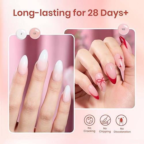 Miniatura 120 de Beetles - Kit de gel de extensión de uñas de polietileno con luz UV: juego de 6 colores de gel constructor rosa con purpurina blanca con capa base