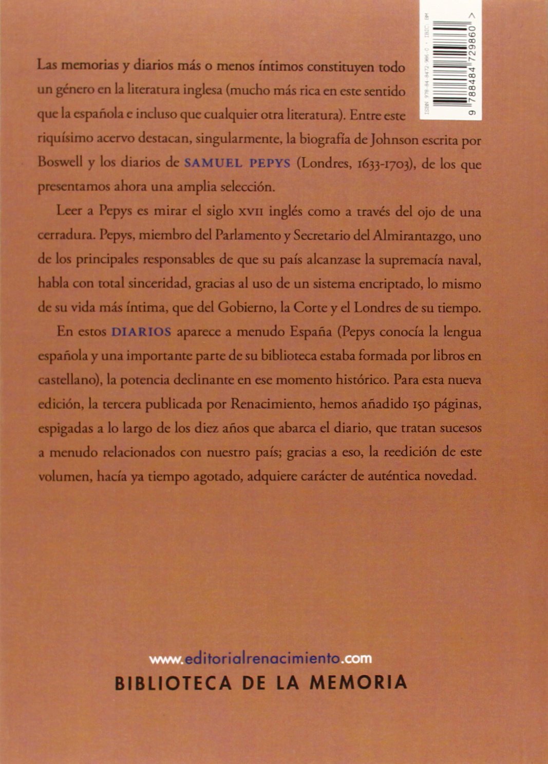 Diarios 1660-1669: 19 (Biblioteca de la Memoria, Serie Menor)