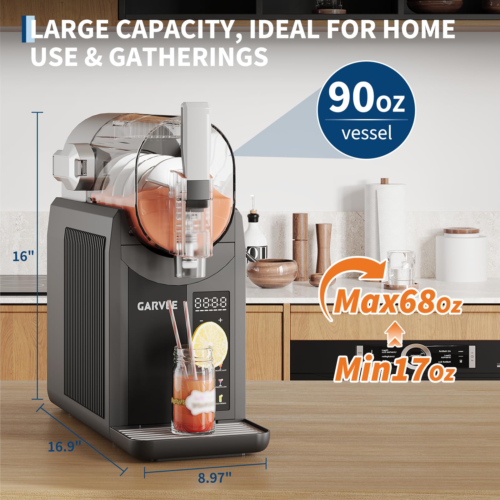 Slush Maschine, 6-in-1 Slush Ice Maker,2 l, 7 Smarten Programma, Softeismaschine Für Zuhause, Automatische Reinigung, Eismaschine Slush Für Slushie, Milchshake, Frappé, Wein, Cocktail Maschine,Schwarz