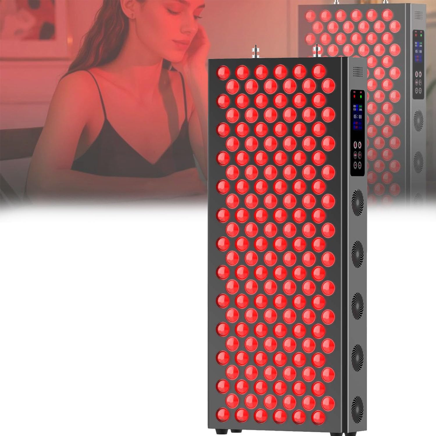 Lampa Do Terapii Światłem Czerwonym Do Całego Ciała, Lampa Kosmetyczna LED Z Czerwonym Światłem, Z Ekranem Dotykowym I Timerem, 150 Podwójnymi Diodami LED, 660 Nm I 850 Nm, Łagodząca Ból