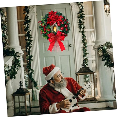 Miniatura 6 de IMIKEYA Guirnalda de luces de Navidad para decoración al aire libre, flores sintéticas, decoración de interiores y exteriores, coronas de pino de