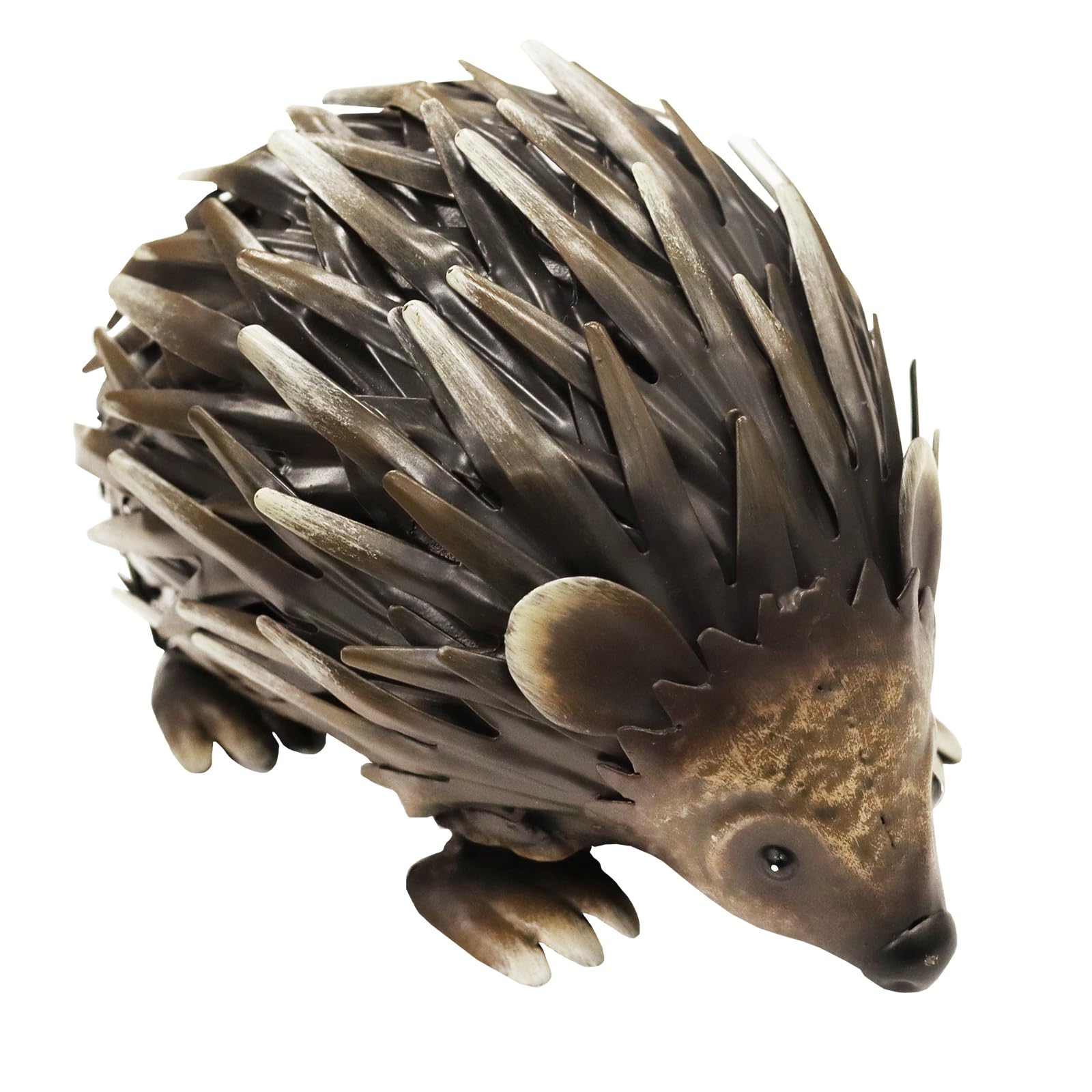 Realistic Small Metal Woodland Hedgehog, 10Cm X 10Cm X 18Cm