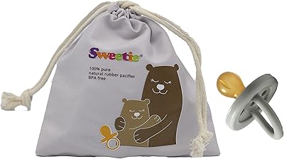 SWEETIE Rubber Pacifier Natural Rubber Pacifier Rounded Grey Small 0-6 Month