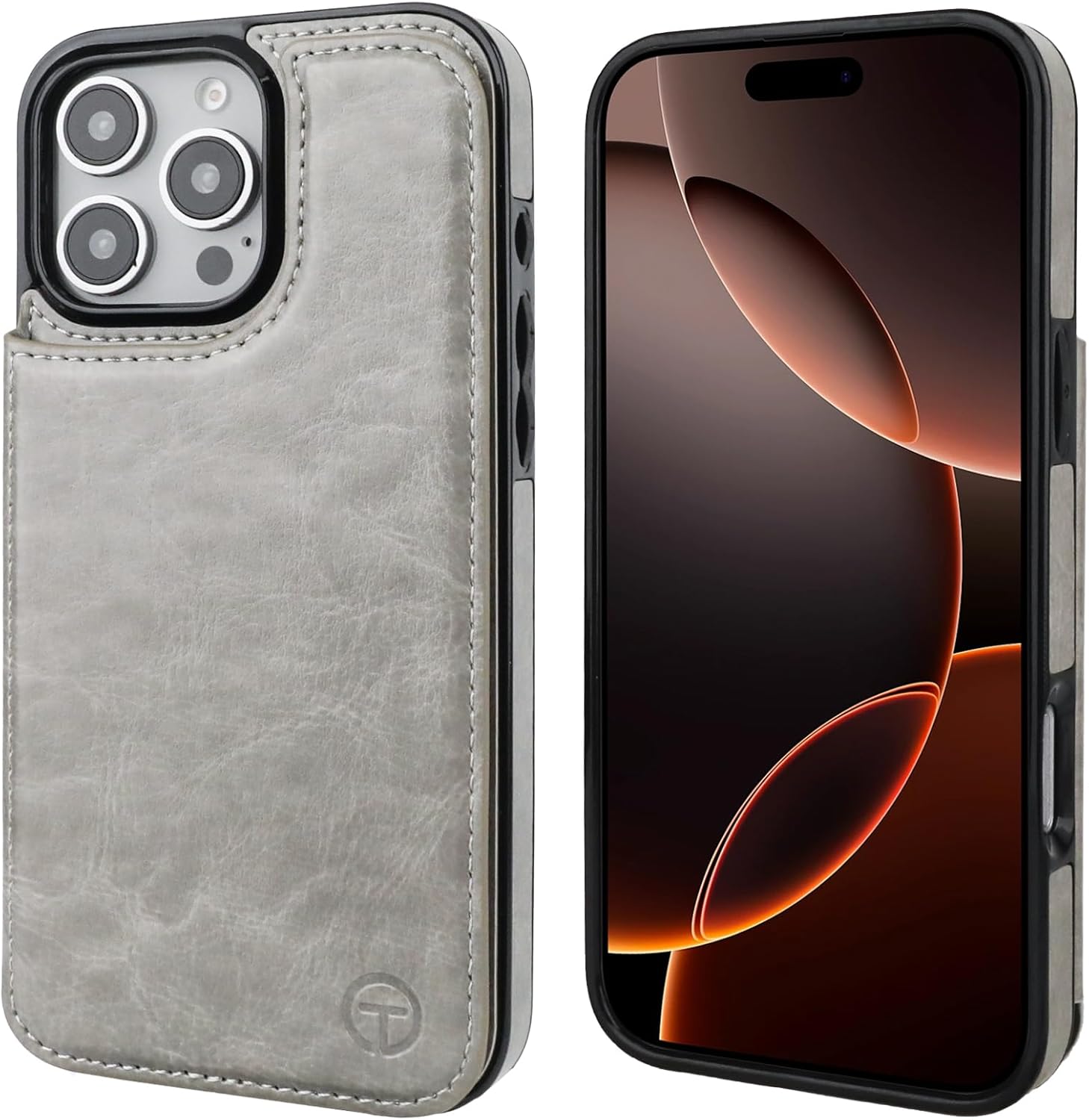 ONETOP Compatible with Magsafe for iPhone 16 Pro Max Wallet Case with Card Holder, PU Leather Kickstand RFID Blocking Case, Double Magnetic Clasp and Durable Shockproof Cover 6.9 Inch (Grey)