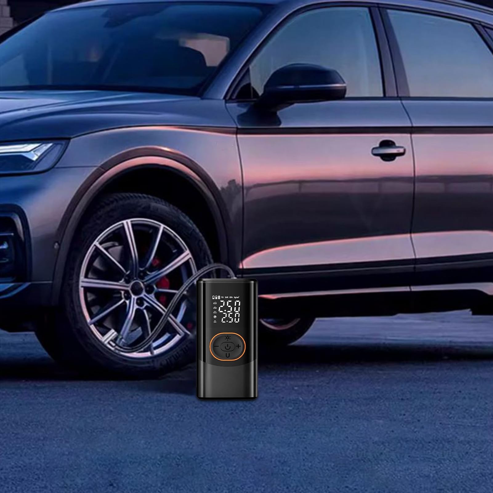 Pompe Électrique Portable Gonfleur Intelligent sans Fil | 3 Éclairages 4 Modes Pompe Électrique pour Camping Extérieur Moto