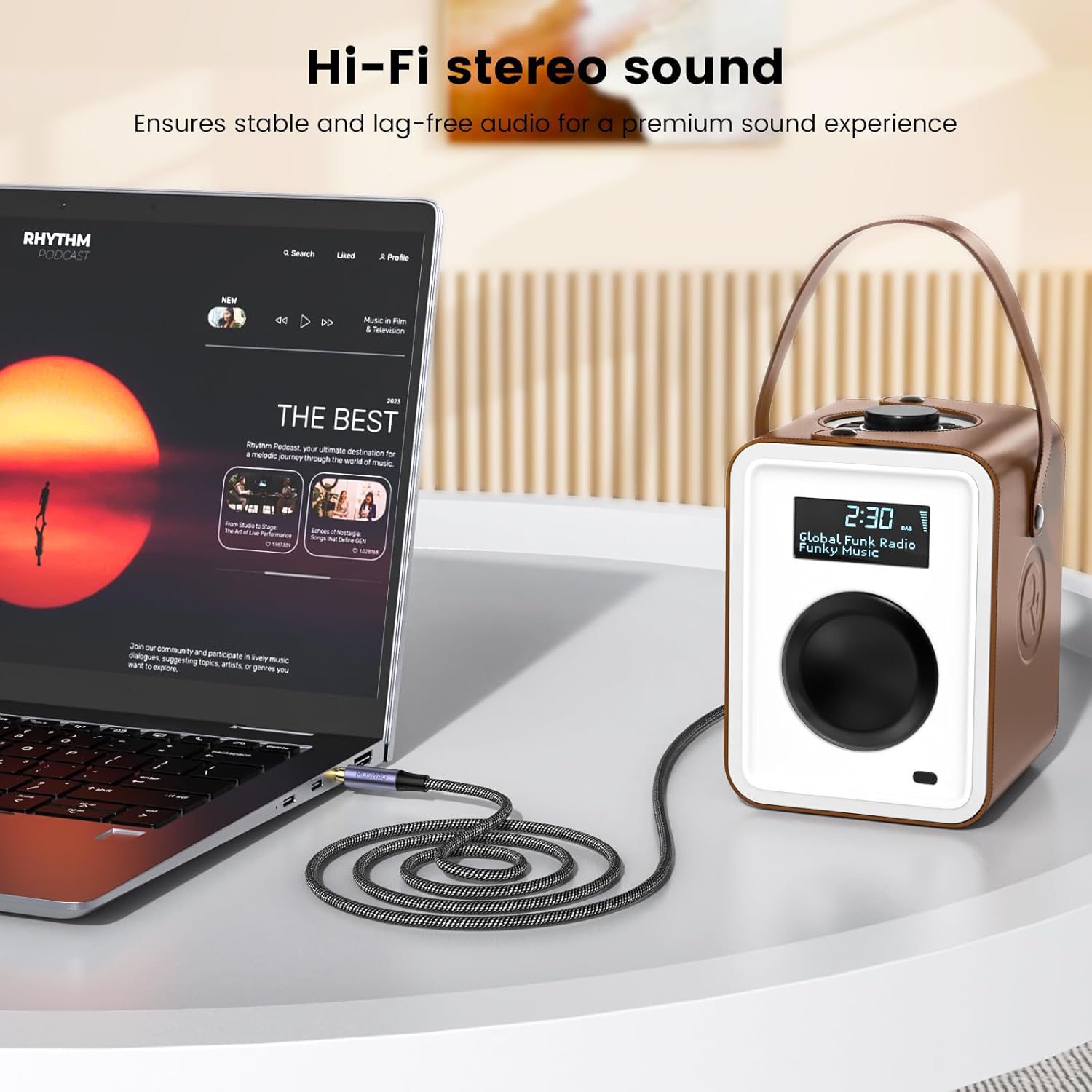 MOSWAG 3.5mm Audio Cable 3.5mm Male to Male Audio Cable 4-Pole Hi-Fi Stereo TRRS Jack Aux Cable Nylon Braided Aux Cord for Headphones, PS4, Smartphone, Tablets, Headset, PC, Laptop and More