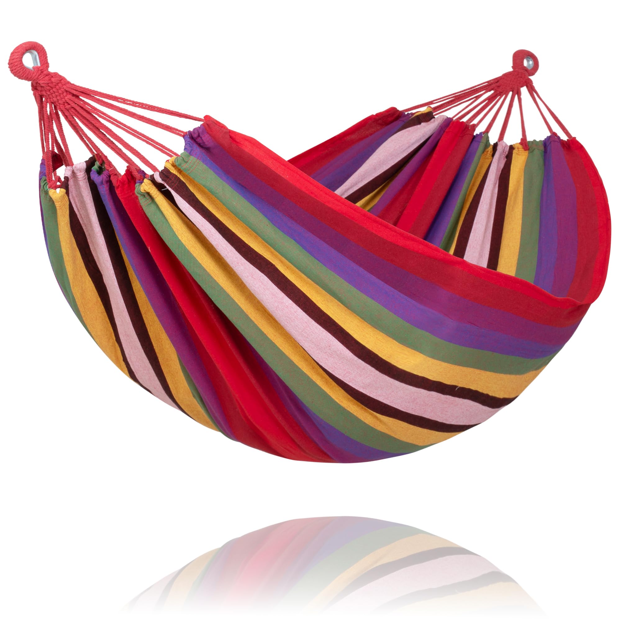 SUNCREAT Hammocks Outdoor Camping Double Hammock, Red &amp; Yellow