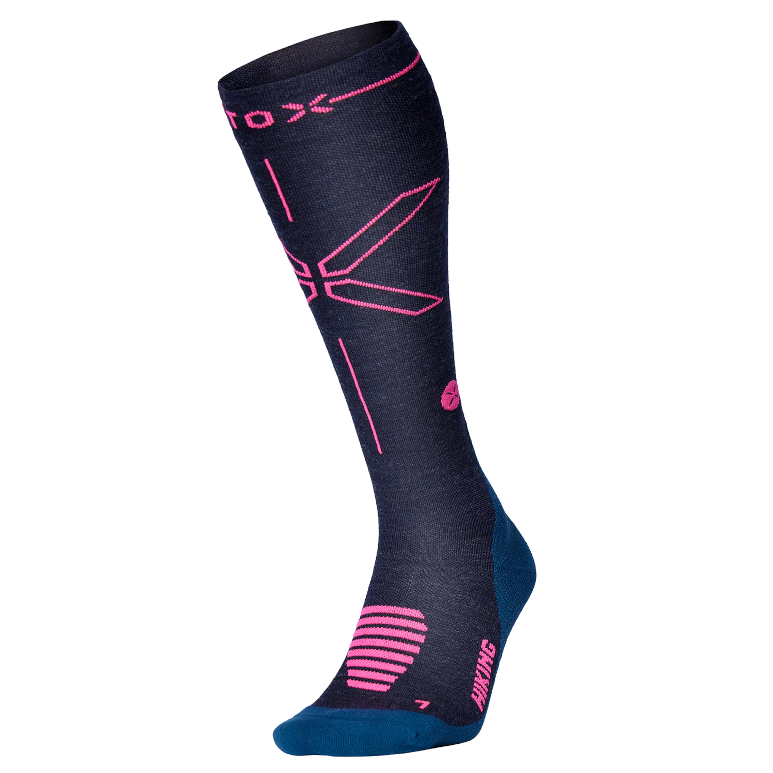 STOX Energy Socks Chaussettes de Contention Randonnée Femme en Mérinos | Chaussette Femmes en Laine Mérinos, Longues, Bas de Contention, Hiking Compression Socks, Anti ampoules, Sans Couture