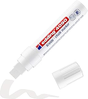 edding 4090 chalk marker - white - 1 chalk pen - chisel nib 4-15 mm - broad-nib wet wipe pen for chalkboards, windows, glass, mirrors - liquid chalk marker pens for opaque coverage