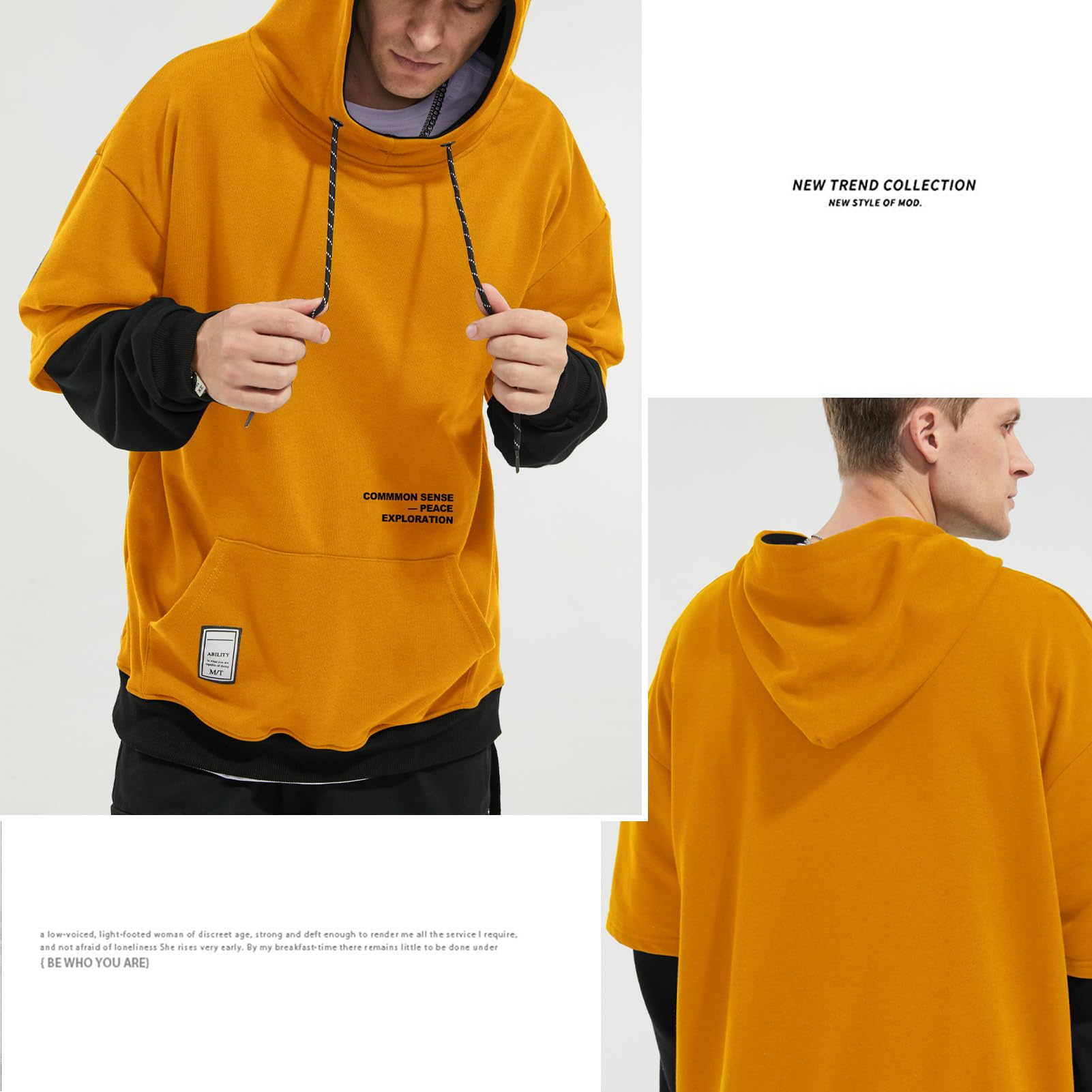 Moshtashio Felpa Uomo con Cappuccio Abbigliamento Felpe Manica Lunga Colori a Contrasto Hoodies Sweatshirt Pullover Tops Autunno Inverno Moda