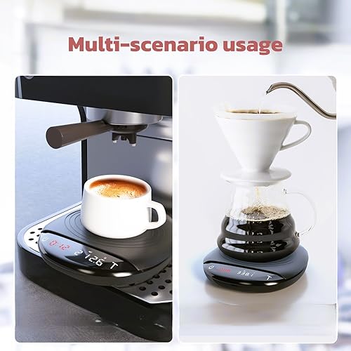 Miniatura 2 de Mini báscula de café con temporizador, báscula digital de espresso de 4.4 lbs0.00 oz, precisión para verter sobre café, recargable hasta 0.00 oz de